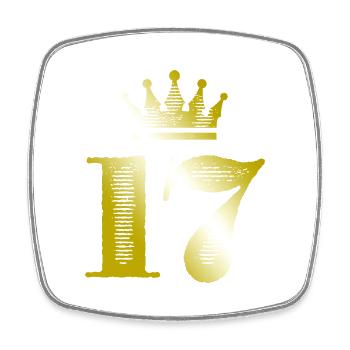 17 Number Crown Gold - Square fridge magnet - white - Front