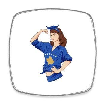 Fille kosovare incassable I Patrimoine kosovar I - Magnet carré - blanc - Devant