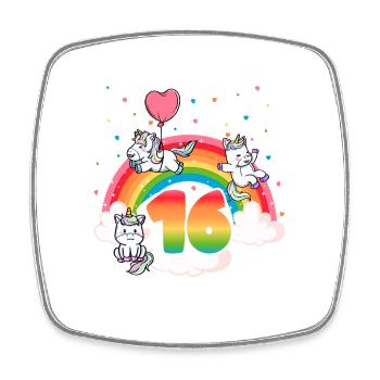 16th Birthday Rainbow Unicorn Theme - Square fridge magnet - white - Front