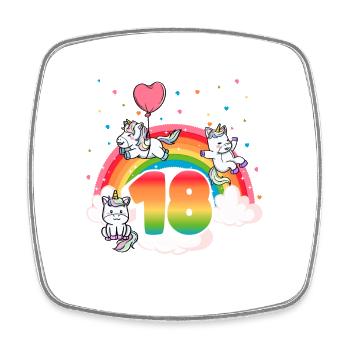 18th Birthday Rainbow Unicorn Theme - Square fridge magnet - white - Front