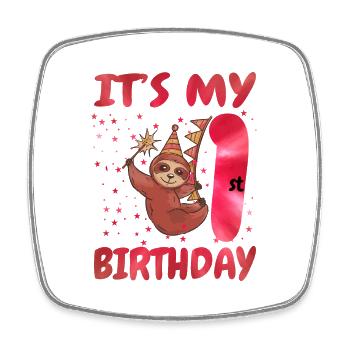1st Birthday Cute Sloth Party Hut Themed Birthday - Viereckiger Kühlschrankmagnet - Weiß - Vorne