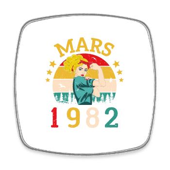 Mars 1982 Anniversaire Idée Cadeau Vintage 1982 - Magnet carré - blanc - Devant