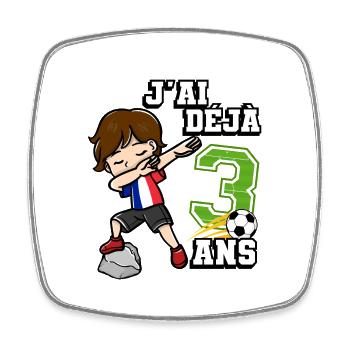 Fußball Junge Es Ist Mein 3e Geburtstag - Viereckiger Kühlschrankmagnet - Weiß - Vorne