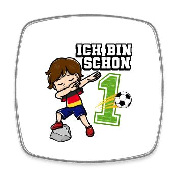 Fußball Junge Es Ist Mein 1. Geburtstag Deutsche - Viereckiger Kühlschrankmagnet - Weiß - Vorne