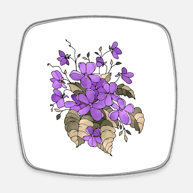 Fleur - Magnet carré - blanc