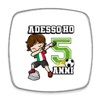 Soccer Boy It's My 5 Birthday Italienische Flagge - Viereckiger Kühlschrankmagnet - Weiß - Vorne