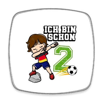 Fußball Junge Es Ist Mein 2. Geburtstag Deutsche - Viereckiger Kühlschrankmagnet - Weiß - Vorne