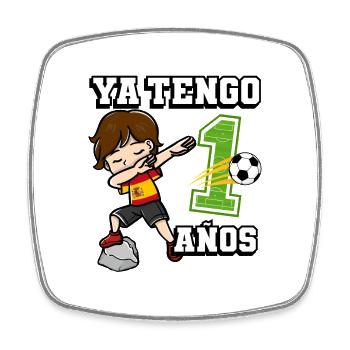 Fußball Junge Es Ist Mein 1 Geburtstag Spanische - Viereckiger Kühlschrankmagnet - Weiß - Vorne