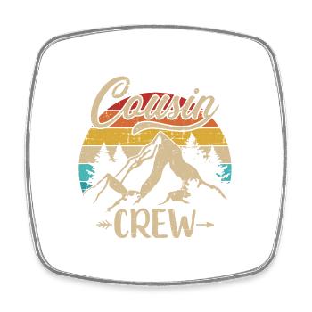 Retro cousin crew camping outdoor summer camp - Magnet carré - blanc - Devant