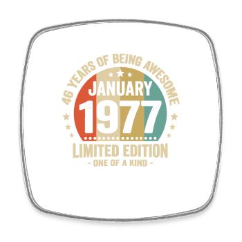 46 Ans Janvier 1977 Anniversaire Cadeau Vintage - Magnet carré - blanc - Devant