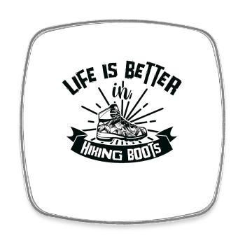 Life Is Better In Hiking Boots Berge Wandern - Viereckiger Kühlschrankmagnet - Weiß - Vorne