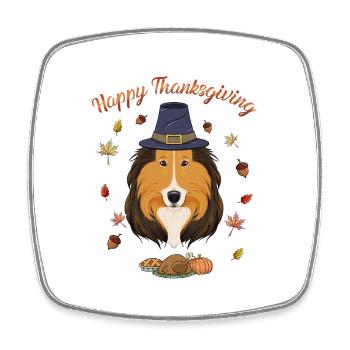 Happy Thanksgiving I Dog Lover I Collie - Viereckiger Kühlschrankmagnet - Weiß - Vorne