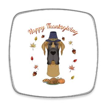 Joyeux Thanksgiving I Amoureux des chiens I Grand Danois - Magnet carré - blanc - Devant