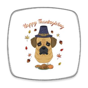 Joyeux Thanksgiving I Dog Lover I Puggle - Magnet carré - blanc - Devant
