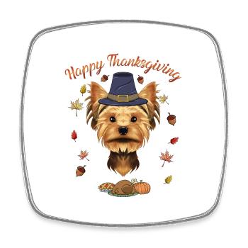 Joyeux Thanksgiving I Dog Lover I Yorkshire Terrier - Magnet carré - blanc - Devant