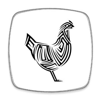 Chicken Tribal Tattoo - Square fridge magnet - white - Front