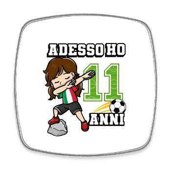 Football girl It's my 11th birthday - Square fridge magnet - white - Front