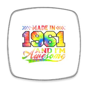 Fabriqué en 1961 et je suis génial Tie Dye coloré - Magnet carré - blanc - Devant
