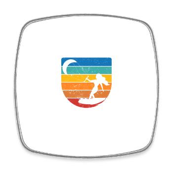Unterschätze niemals ein Mädchen, das Kitesurfen - Viereckiger Kühlschrankmagnet - Weiß - Vorne