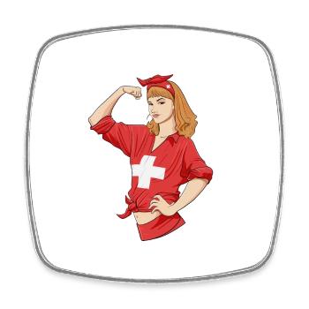 Swiss Girl Unbreakable I Swiss Heritage I - Viereckiger Kühlschrankmagnet - Weiß - Vorne