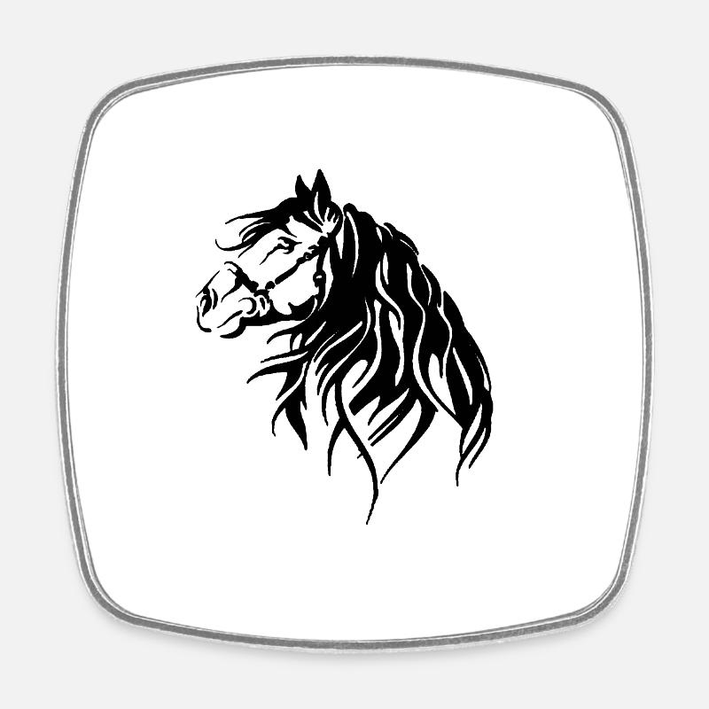 horse's head - Square fridge magnet - white