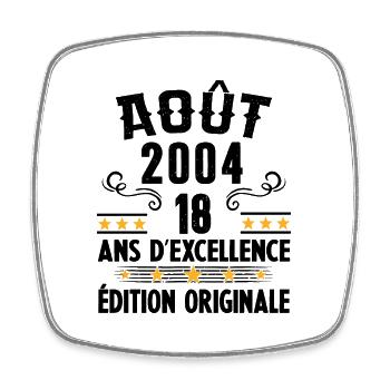 18 Ans Anniversaire Vintage Né(e) en Août 2004 - Magnet carré - blanc - Devant
