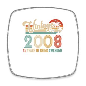 Vintage Année 2008 Anniversaire 15 Ans Idée Cadeau - Magnet carré - blanc - Devant