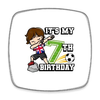 Soccer Boy It's My 7th Birthday Flag - Square fridge magnet - white - Front
