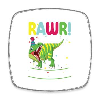 Dinosaurier 5 Jahre Alt 5. Geburtstag Party - Viereckiger Kühlschrankmagnet - Weiß - Vorne
