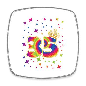 Tie-dye fête d’anniversaire 35 ans 35 ans - Magnet carré - blanc - Devant
