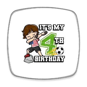 Footballeur Garçon J’ai déjà 4ème anniversaire - Magnet carré - blanc - Devant