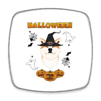 Happy Halloween I Dog Lover I Akita Inu - Viereckiger Kühlschrankmagnet - Weiß - Vorne