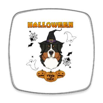 Happy Halloween I Dog Lover I Bernese Mountain Dog - Viereckiger Kühlschrankmagnet - Weiß - Vorne