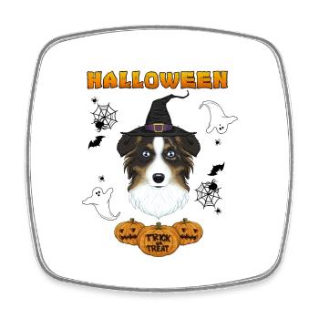 Happy Halloween I Dog Lover I Australian Shepherd - Viereckiger Kühlschrankmagnet - Weiß - Vorne