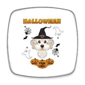Happy Halloween I Dog Lover I Bichon Frise - Viereckiger Kühlschrankmagnet - Weiß - Vorne