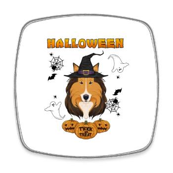 Happy Halloween I Dog Lover I Collie - Square fridge magnet - white - Front