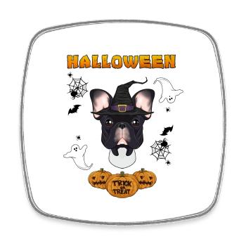 Happy Halloween I Dog Lover I French Bulldog - Viereckiger Kühlschrankmagnet - Weiß - Vorne