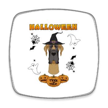 Joyeux Halloween I Amoureux des chiens I Grand Danois - Magnet carré - blanc - Devant