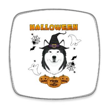 Happy Halloween I Dog Lover I Husky - Square fridge magnet - white - Front