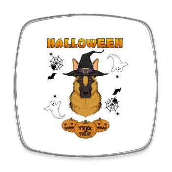 Happy Halloween I Dog Lover I German Shepherd - Viereckiger Kühlschrankmagnet - Weiß - Vorne
