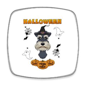 Happy Halloween I Dog Lover I Miniature Schnauzer - Viereckiger Kühlschrankmagnet - Weiß - Vorne