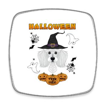 Happy Halloween I Dog Lover I Poodle - Square fridge magnet - white - Front