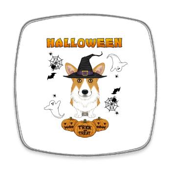Happy Halloween I Dog Lover I Welsh Corgi - Square fridge magnet - white - Front