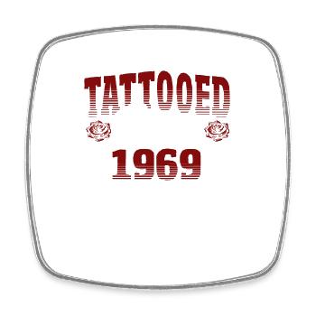 Tattooed Since 1969 Red Rose Theme Tattoo Ink - Square fridge magnet - white - Front