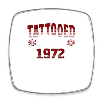 Tattooed Since 1972 Red Rose Theme Tattoo Ink - Square fridge magnet - white - Front
