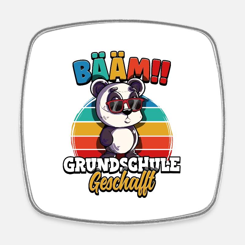 Bääm Grundschule Geschafft - Viereckiger Kühlschrankmagnet - Weiß