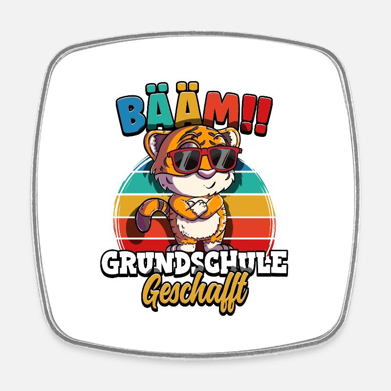 Bääm Grundschule Geschafft - Viereckiger Kühlschrankmagnet - Weiß