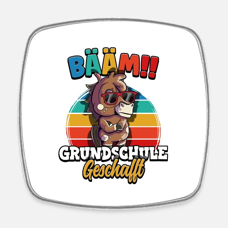 Bääm Grundschule Geschafft - Viereckiger Kühlschrankmagnet - Weiß
