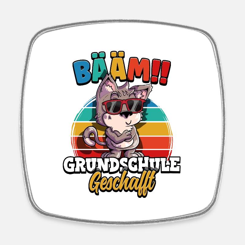 Bääm Grundschule Geschafft - Viereckiger Kühlschrankmagnet - Weiß