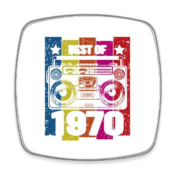 Best Of 1970 Stereo Radio Cassette Player - Square fridge magnet - white - Front
